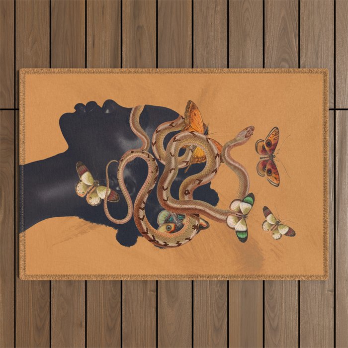 Snake and Butterflies Outdoor Rug Gallery Image 1