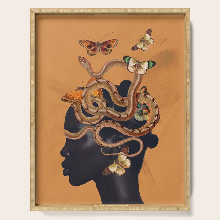 Snake and Butterflies Serving Tray Gallery Image 1