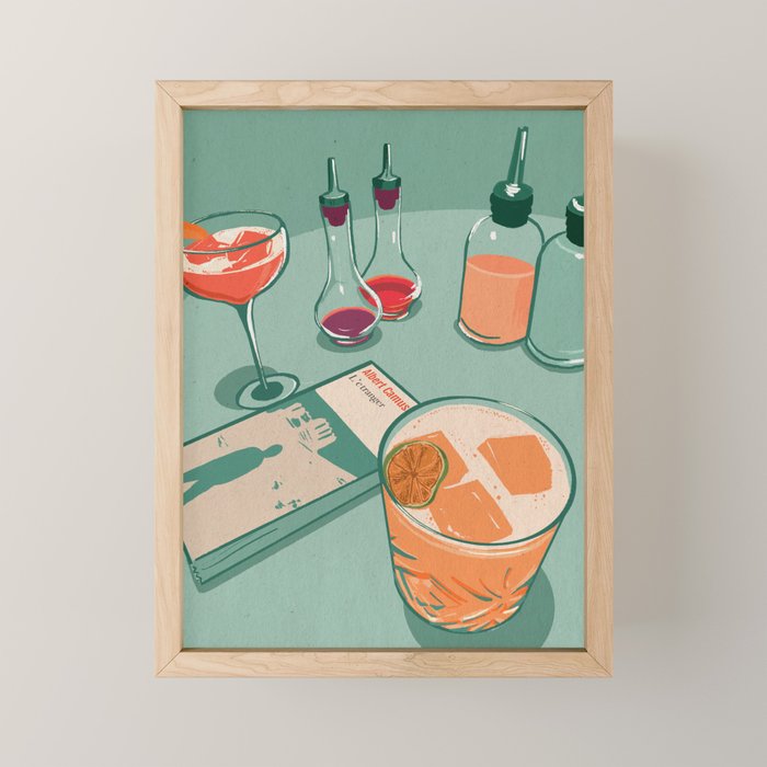 Cocktails and a Book Mini Art Print Gallery Image 1