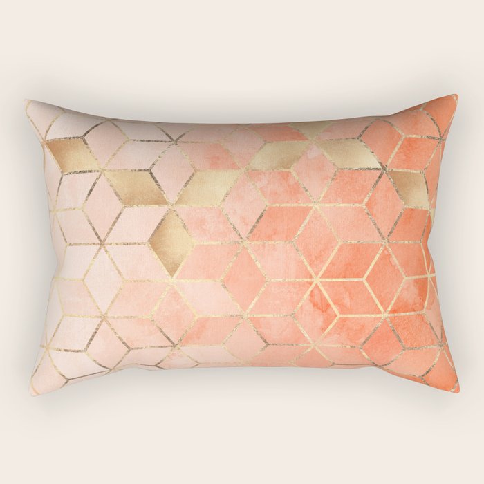 Soft Peach Gradient Cubes Rectangular Pillow Gallery Image 1