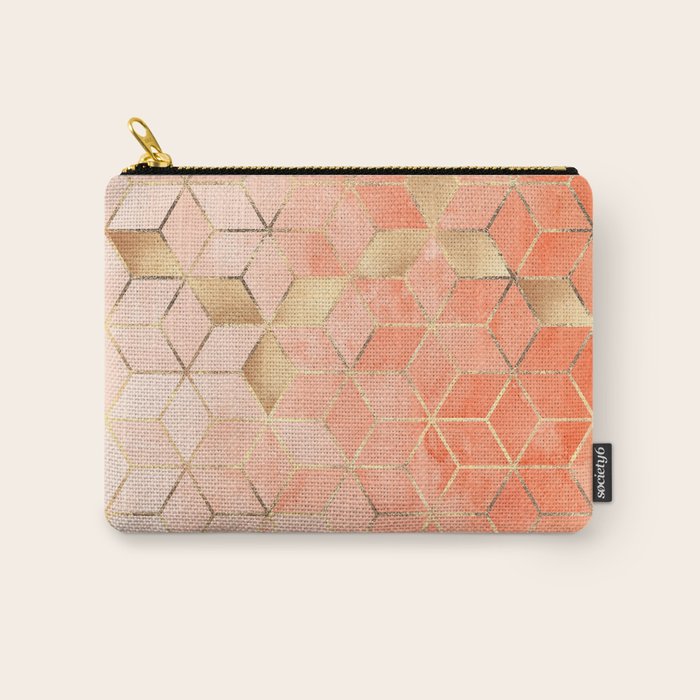 Soft Peach Gradient Cubes Carry All Pouch Gallery Image 1
