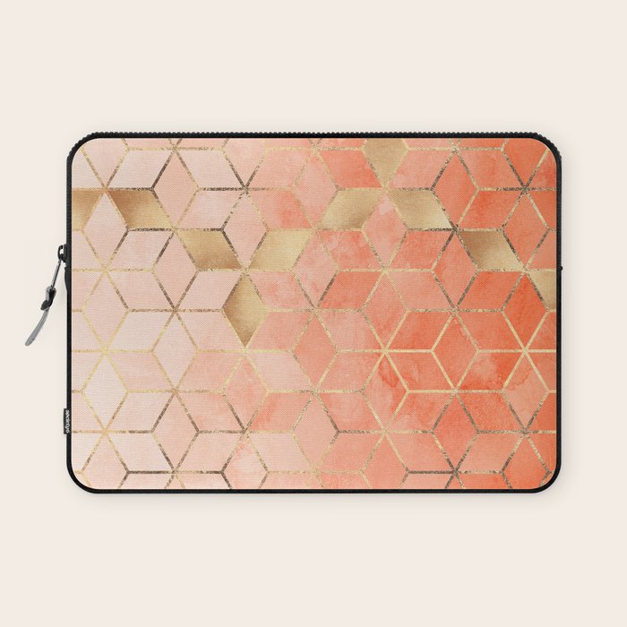 Soft Peach Gradient Cubes Laptop Sleeve Gallery Image 1