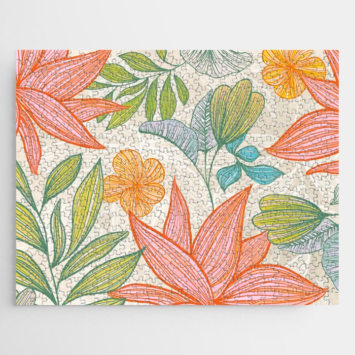 Exotic Tropical Flower Pattern Jigsaw Puzzle Gallery Image 1