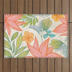 Exotic Tropical Flower Pattern Outdoor Rug Gallery Image 1