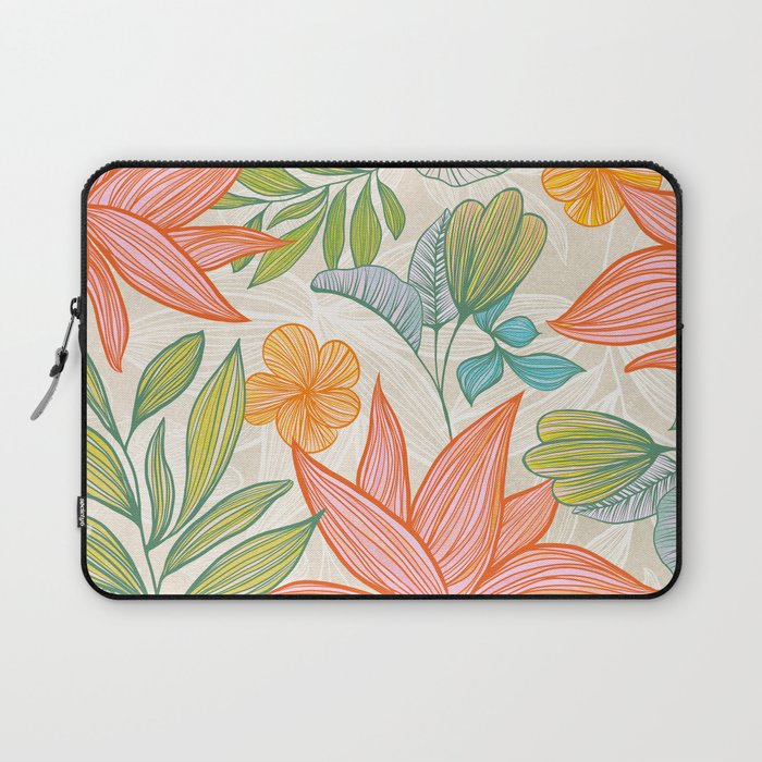Exotic Tropical Flower Pattern Laptop Sleeve Gallery Image 1