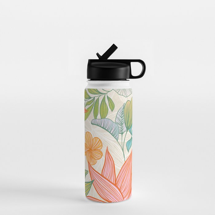 Exotic Tropical Flower Pattern Water Bottle Gallery Image 1