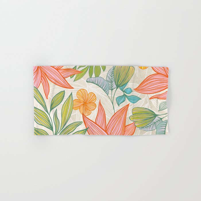 Exotic Tropical Flower Pattern Bath Towel Gallery Image 1