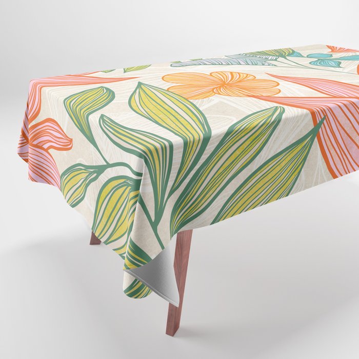 Exotic Tropical Flower Pattern Tablecloth Gallery Image 1