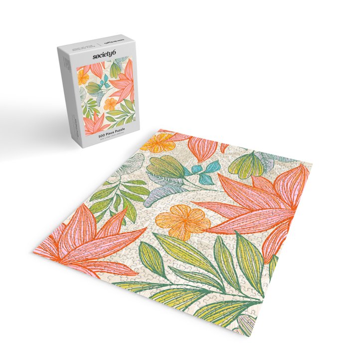 Exotic Tropical Flower Pattern Jigsaw Puzzle Gallery Image 2