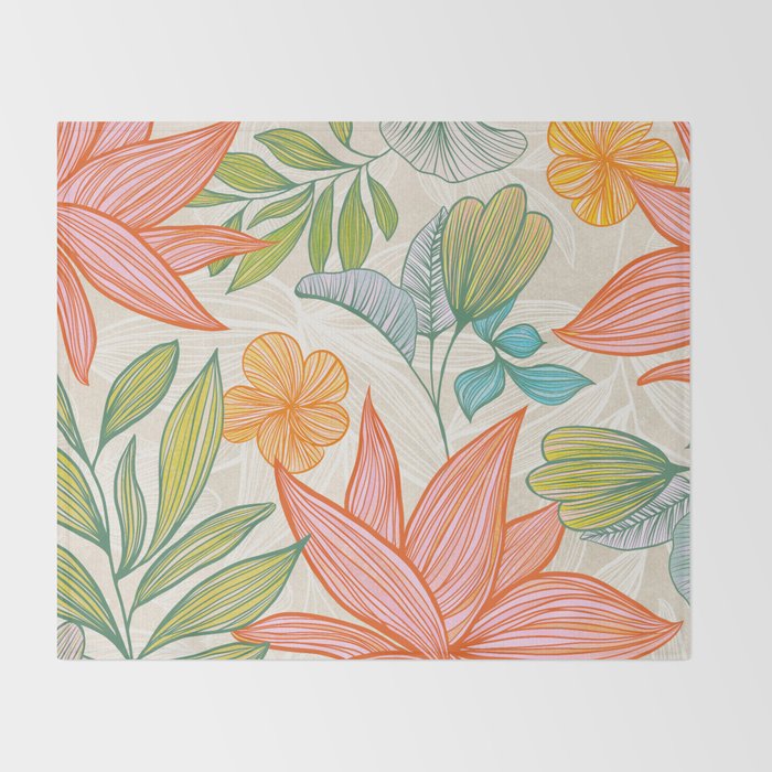 Exotic Tropical Flower Pattern Throw Blanket Gallery Image 2