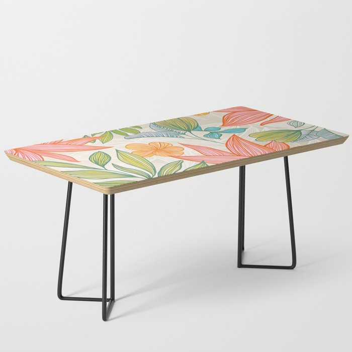 Exotic Tropical Flower Pattern Coffee Table Gallery Image 1