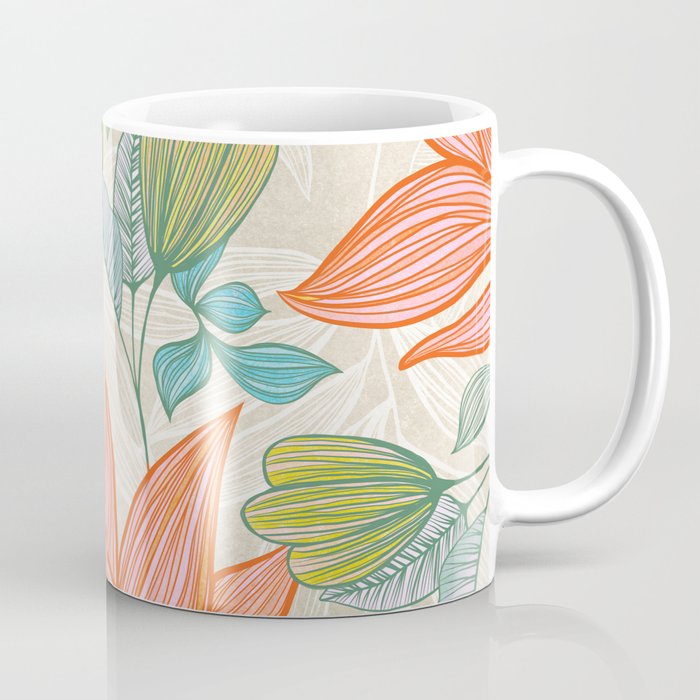 Exotic Tropical Flower Pattern Coffee Mug Gallery Image 1