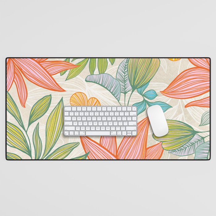 Exotic Tropical Flower Pattern Desk Mat Gallery Image 1