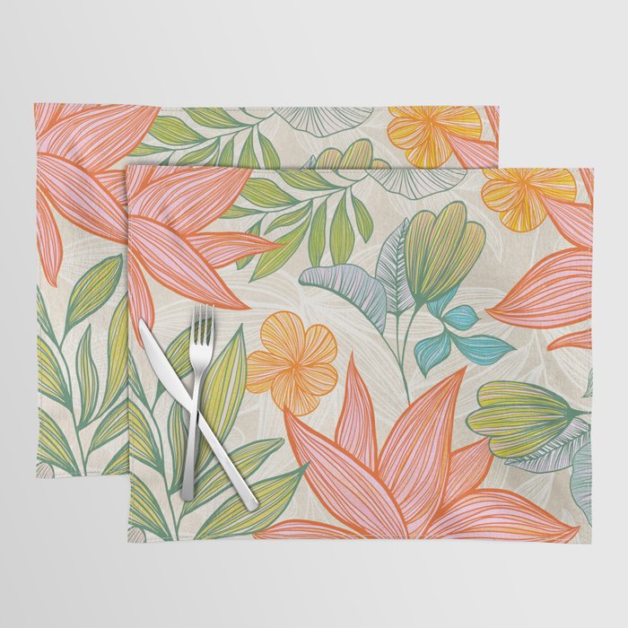 Exotic Tropical Flower Pattern Placemat Gallery Image 1