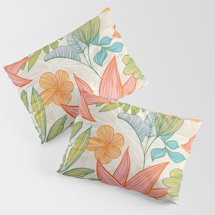 Exotic Tropical Flower Pattern Pillow Sham Gallery Image 3