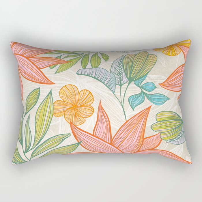 Exotic Tropical Flower Pattern Rectangular Pillow Gallery Image 1