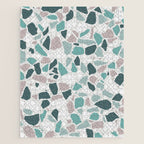 Festive, Terrazzo Mosaic Pattern, Teal, Green, Sage, Dusky Pink Jigsaw Puzzle Gallery Image 1