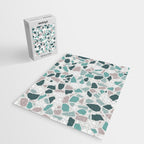 Festive, Terrazzo Mosaic Pattern, Teal, Green, Sage, Dusky Pink Jigsaw Puzzle Gallery Image 2