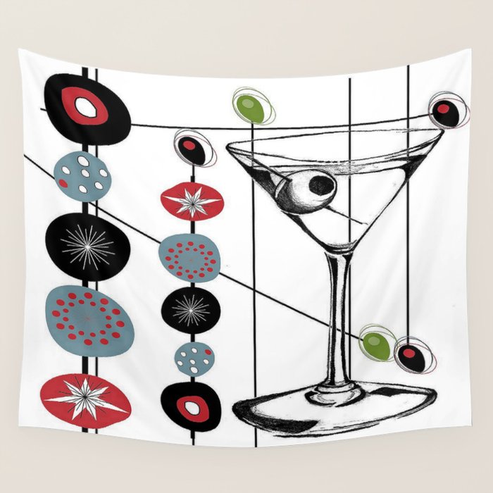 Mid-Century Modern Art Atomic Cocktail 3.0 Wall Tapestry Gallery Image 4