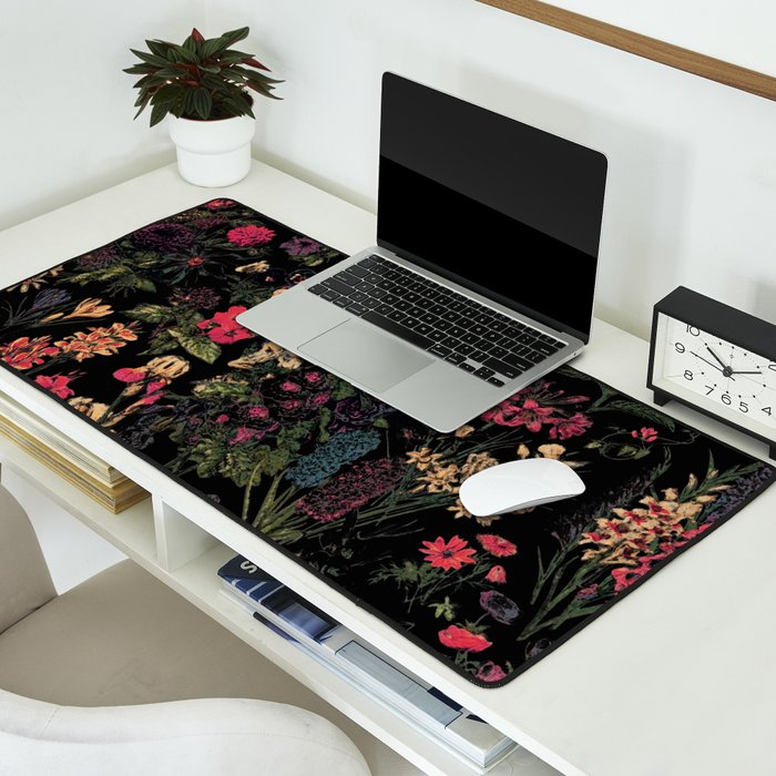 Exotic Midnight Floral Garden Desk Mat Gallery Image 2