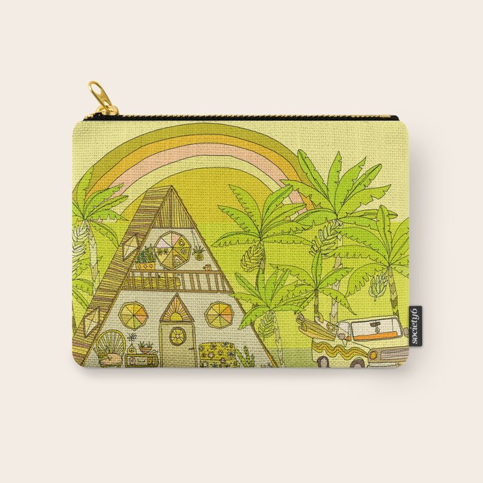 a frame simple living // banana pancakes // retro surf art by surfy birdy Carry All Pouch Gallery Image 1