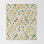William Morris Vintage Seasons by May Melsetter Bird Blue Sea Glass Brick Pattern Throw Blanket Gallery Image 2