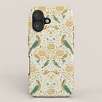 William Morris Vintage Seasons by May Melsetter Bird Blue Sea Glass Brick Pattern iPhone Case Gallery Image 1
