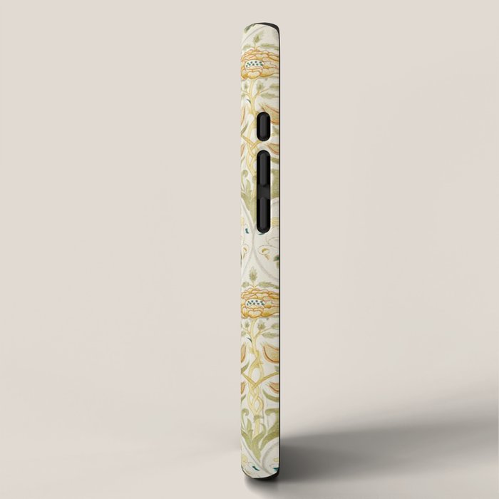 William Morris Vintage Seasons by May Melsetter Bird Blue Sea Glass Brick Pattern iPhone Case Gallery Image 2