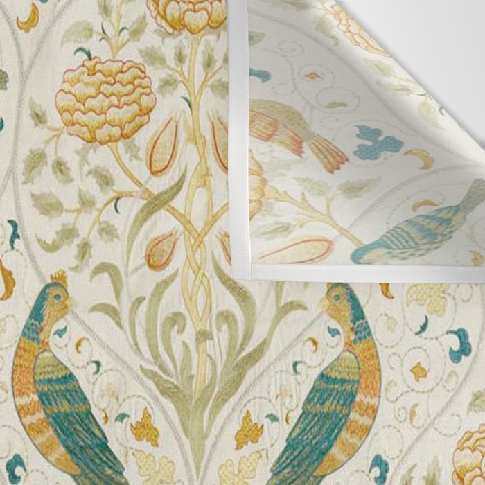 William Morris Vintage Seasons by May Melsetter Bird Blue Sea Glass Brick Pattern Wall Tapestry Gallery Image 3