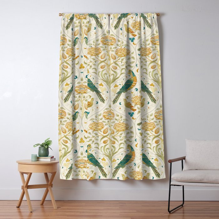 William Morris Vintage Seasons by May Melsetter Bird Blue Sea Glass Brick Pattern Window Curtain Gallery Image 5