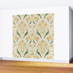 William Morris Vintage Seasons by May Melsetter Bird Blue Sea Glass Brick Pattern Wall Mural Gallery Image 2