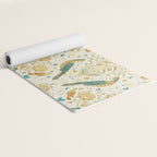 William Morris Vintage Seasons by May Melsetter Bird Blue Sea Glass Brick Pattern Yoga Mat Gallery Image 2