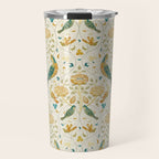 William Morris Vintage Seasons by May Melsetter Bird Blue Sea Glass Brick Pattern Travel Mug Gallery Image 1