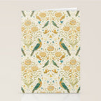 William Morris Vintage Seasons by May Melsetter Bird Blue Sea Glass Brick Pattern Stationery Card Gallery Image 2