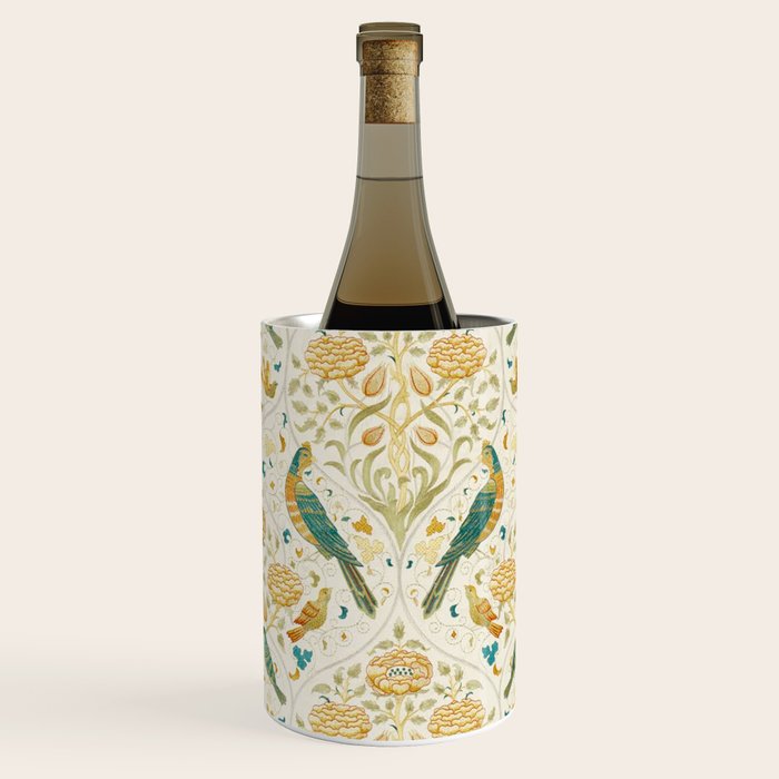 William Morris Vintage Seasons by May Melsetter Bird Blue Sea Glass Brick Pattern Wine Chiller Gallery Image 2