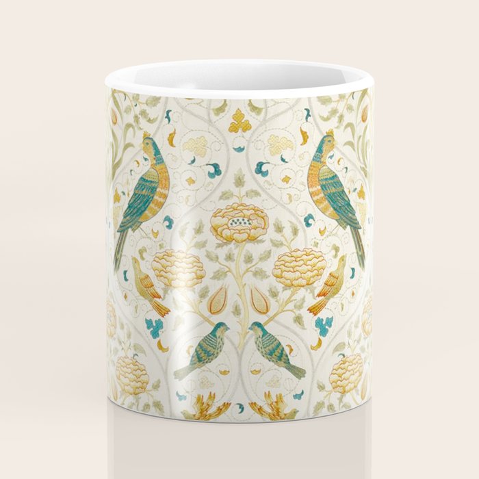 William Morris Vintage Seasons by May Melsetter Bird Blue Sea Glass Brick Pattern Coffee Mug Gallery Image 4