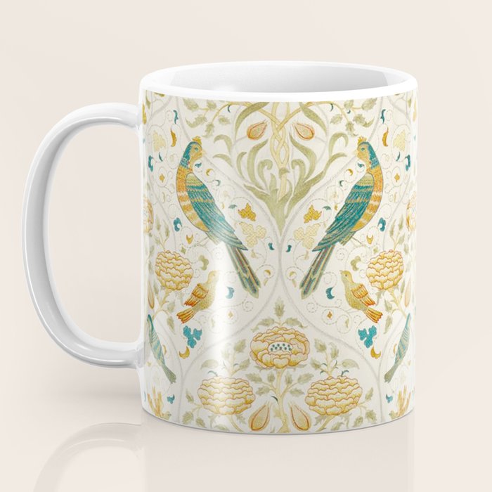 William Morris Vintage Seasons by May Melsetter Bird Blue Sea Glass Brick Pattern Coffee Mug Gallery Image 3