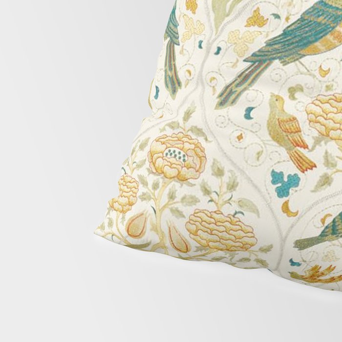 William Morris Vintage Seasons by May Melsetter Bird Blue Sea Glass Brick Pattern Pillow Sham Gallery Image 4