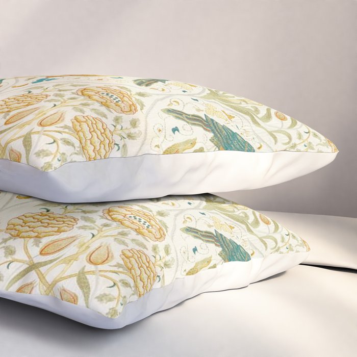 William Morris Vintage Seasons by May Melsetter Bird Blue Sea Glass Brick Pattern Pillow Sham Gallery Image 3