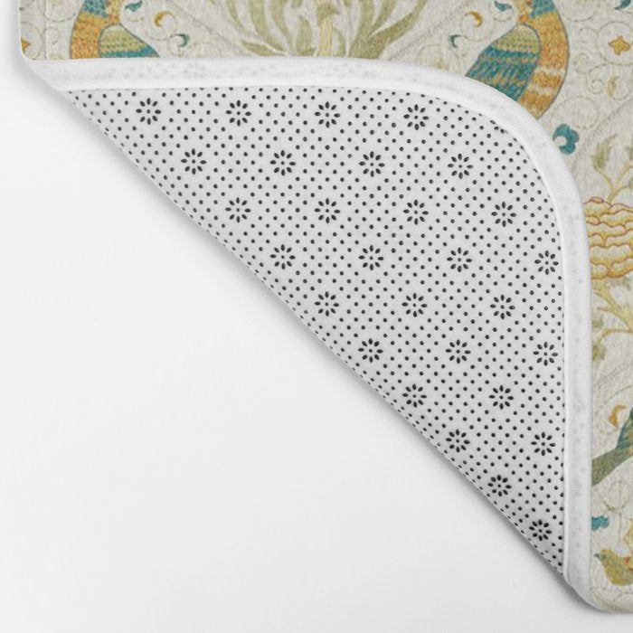 William Morris Vintage Seasons by May Melsetter Bird Blue Sea Glass Brick Pattern Bath Mat Gallery Image 2