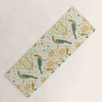 William Morris Vintage Seasons by May Melsetter Bird Blue Sea Glass Brick Pattern Yoga Mat Gallery Image 1