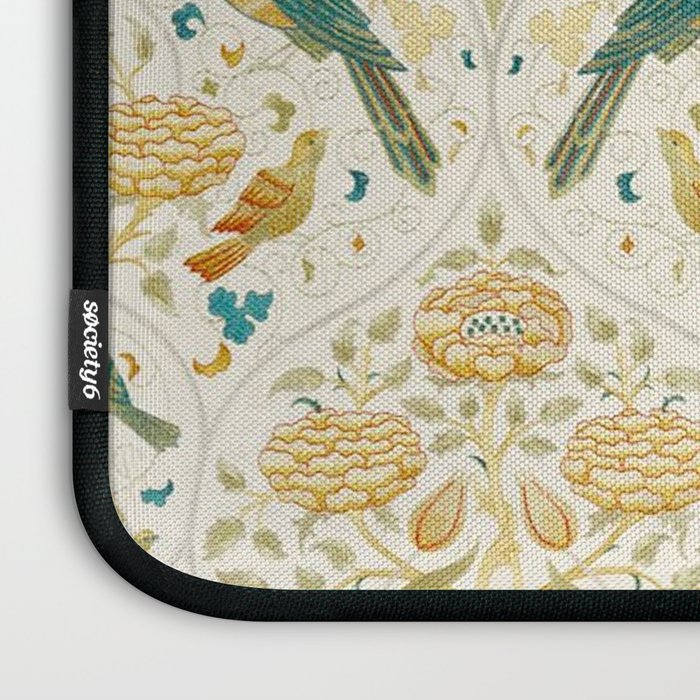 William Morris Vintage Seasons by May Melsetter Bird Blue Sea Glass Brick Pattern Laptop Sleeve Gallery Image 3