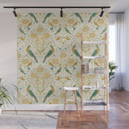 William Morris Vintage Seasons by May Melsetter Bird Blue Sea Glass Brick Pattern Wall Mural Gallery Image 1