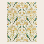 William Morris Vintage Seasons by May Melsetter Bird Blue Sea Glass Brick Pattern Poster Gallery Image 4