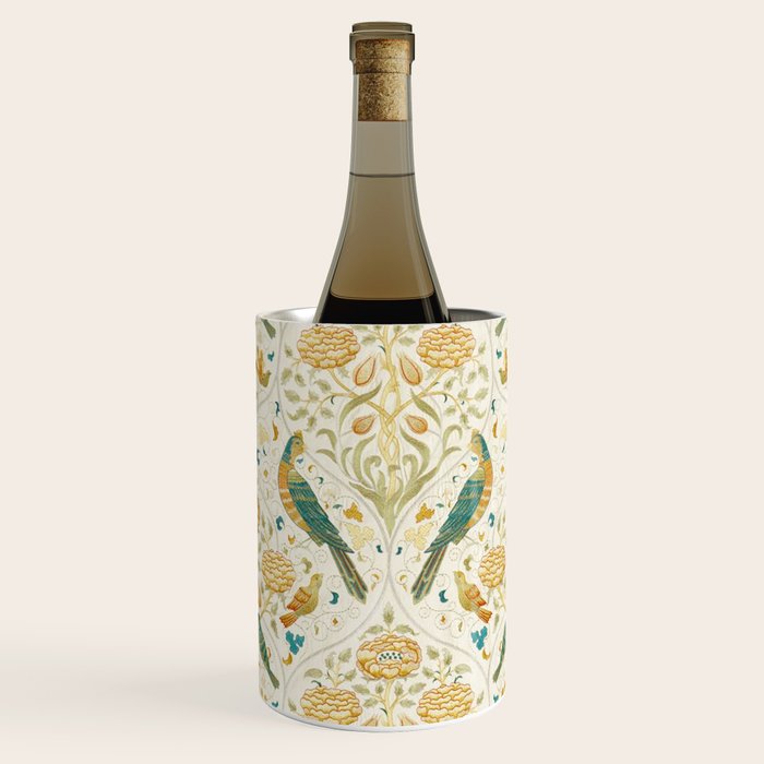 William Morris Vintage Seasons by May Melsetter Bird Blue Sea Glass Brick Pattern Wine Chiller Gallery Image 3