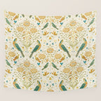 William Morris Vintage Seasons by May Melsetter Bird Blue Sea Glass Brick Pattern Wall Tapestry Gallery Image 4