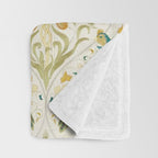 William Morris Vintage Seasons by May Melsetter Bird Blue Sea Glass Brick Pattern Throw Blanket Gallery Image 3