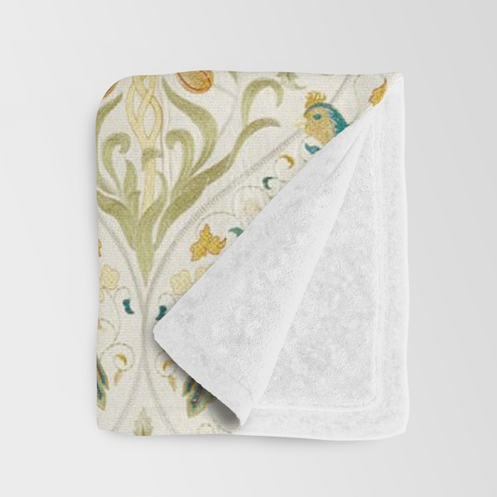 William Morris Vintage Seasons by May Melsetter Bird Blue Sea Glass Brick Pattern Throw Blanket Gallery Image 3