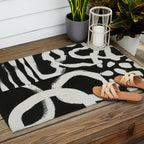 Black & White Abstract Collage #1 Outdoor Rug Gallery Image 2