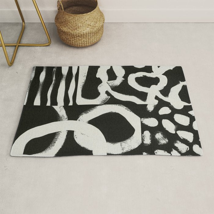 Black & White Abstract Collage #1 Rug Gallery Image 1